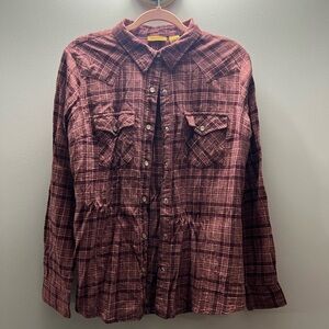 Wrangler Maroon Plaid Shirt